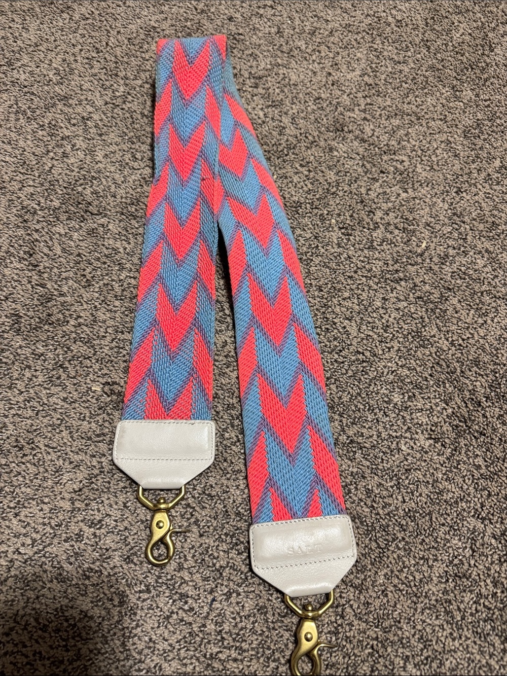 Salt bag strap Woven Zigzag Guitar-Style Strap in Blue and coral